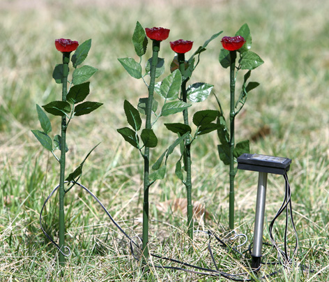 rose solar garden light