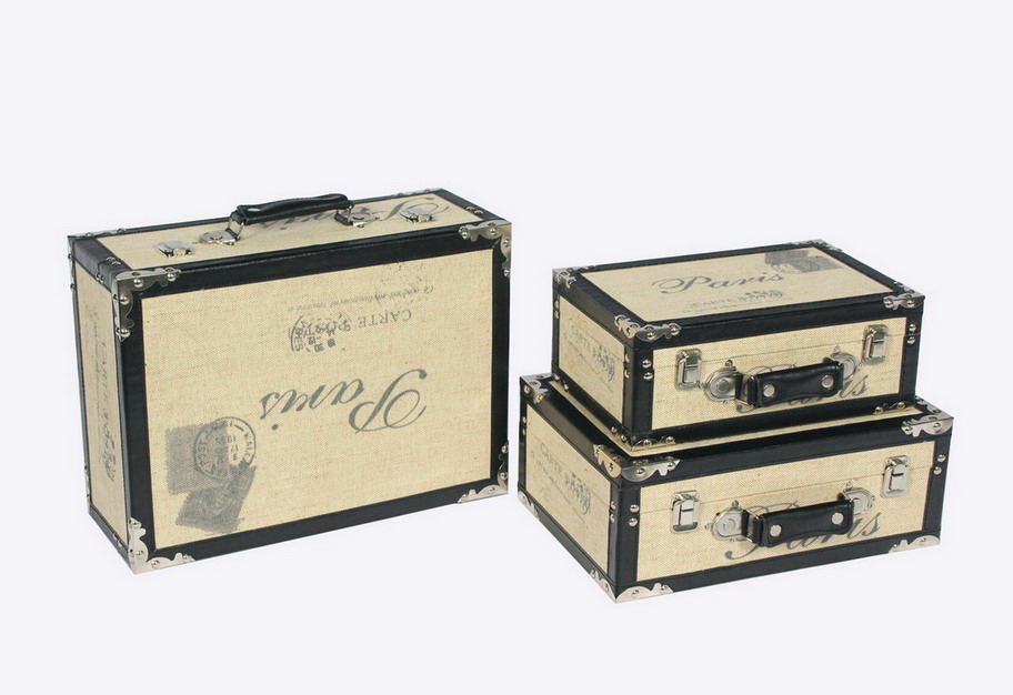 S/3 suitcase boxes with fabric finish