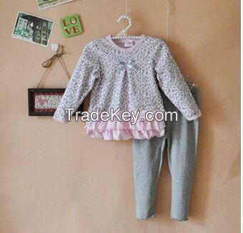 Children clothing set leopard top 