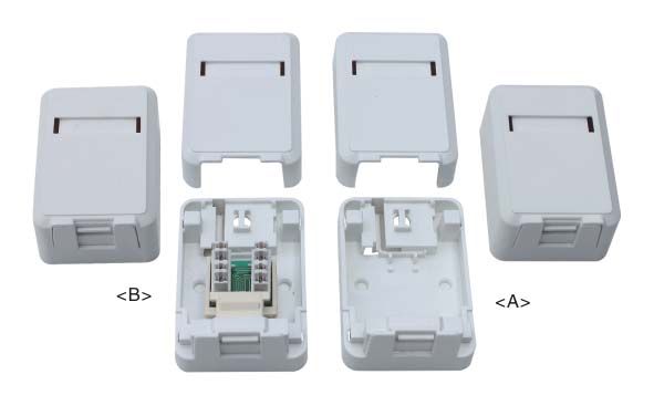 Cat5e RJ45 8P8C one port surface mount box, single port, with shutter