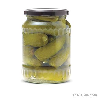 Gherkins -Pickled Cucumbers in Glass Jar