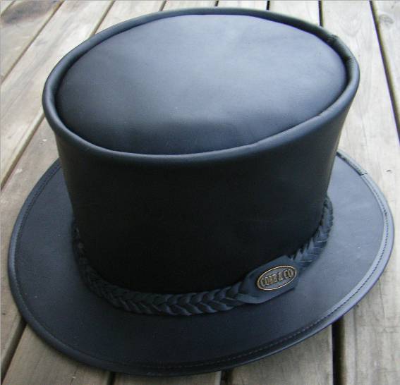 Black Leather Top Hat