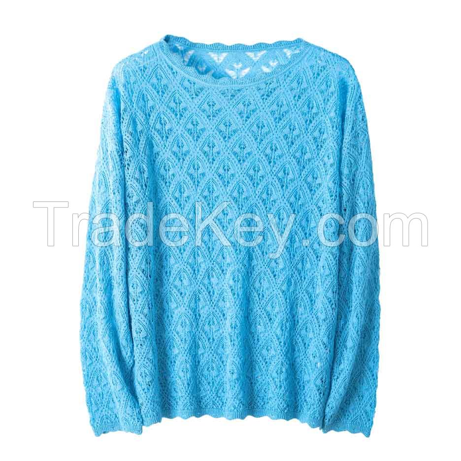 2026 Lady's Woollen Sweater Openwork and translucent
