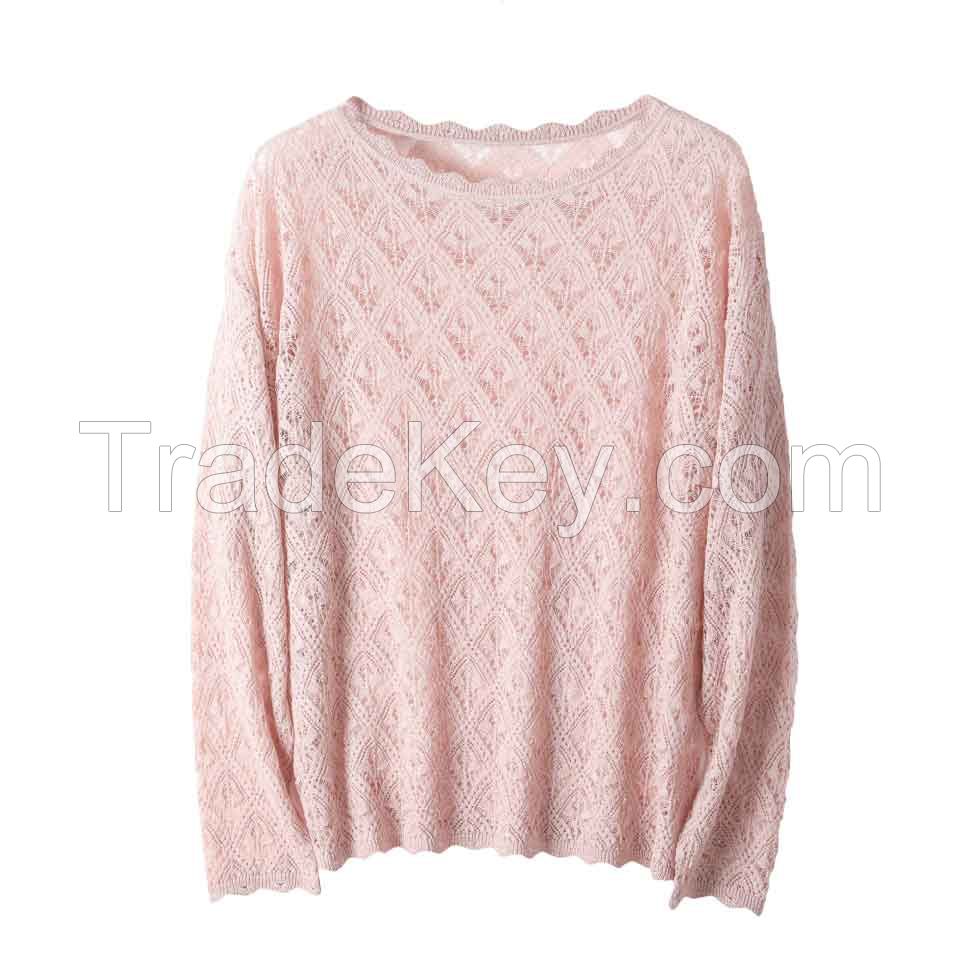 2026 Lady's Woollen Sweater Openwork and translucent