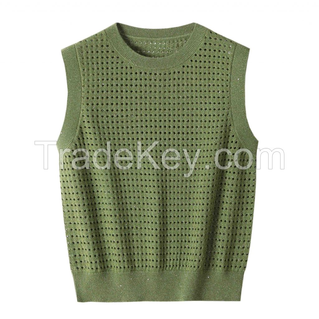 2026 Lady's Woollen Sweater Hollow mesh casual style