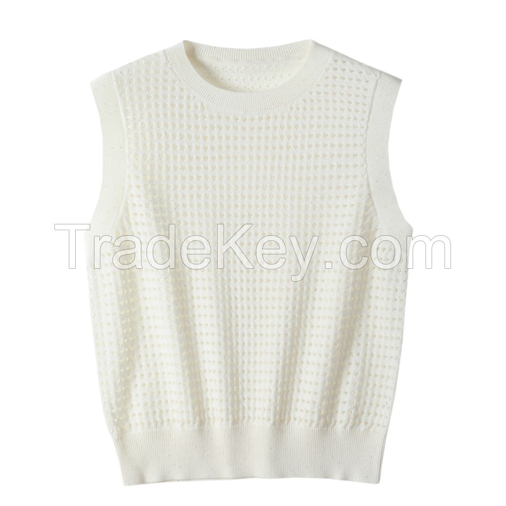 2026 Lady's Woollen Sweater Hollow mesh casual style