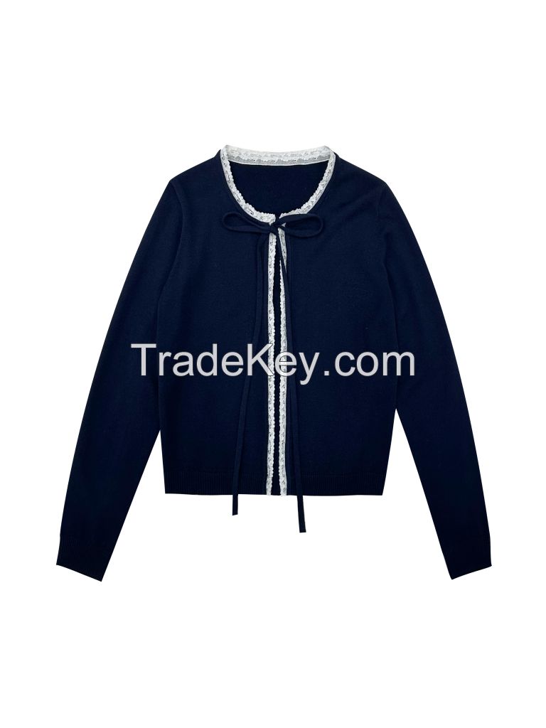 2026 Lady's Sweater Tie-front Cardigan 