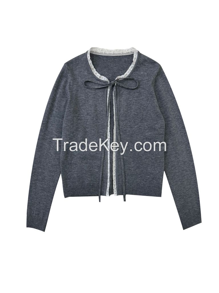 2026 Lady's Sweater Tie-front Cardigan 
