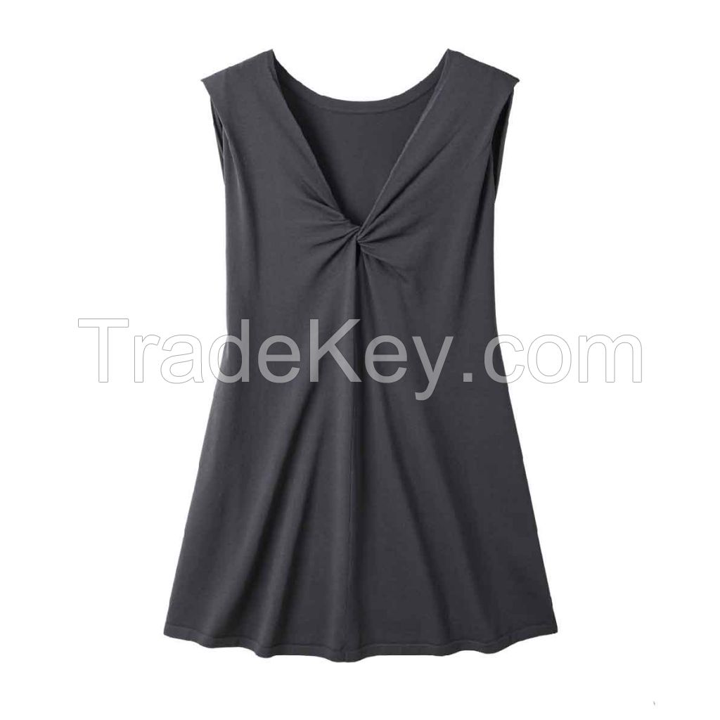 2026 Lady's Dresse Solid color Sleeveless Pullover