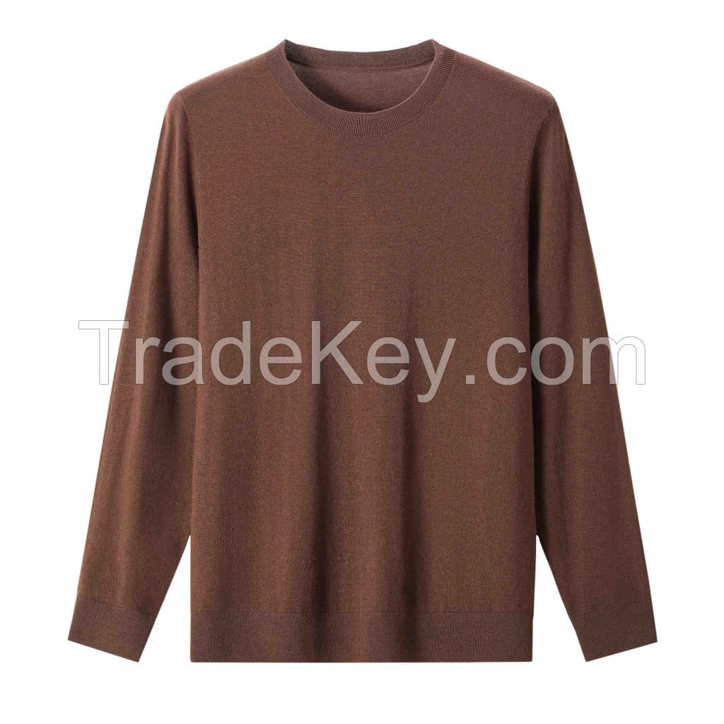 2026 Men's  Sweater Crewneck Solid Color Versatile Top