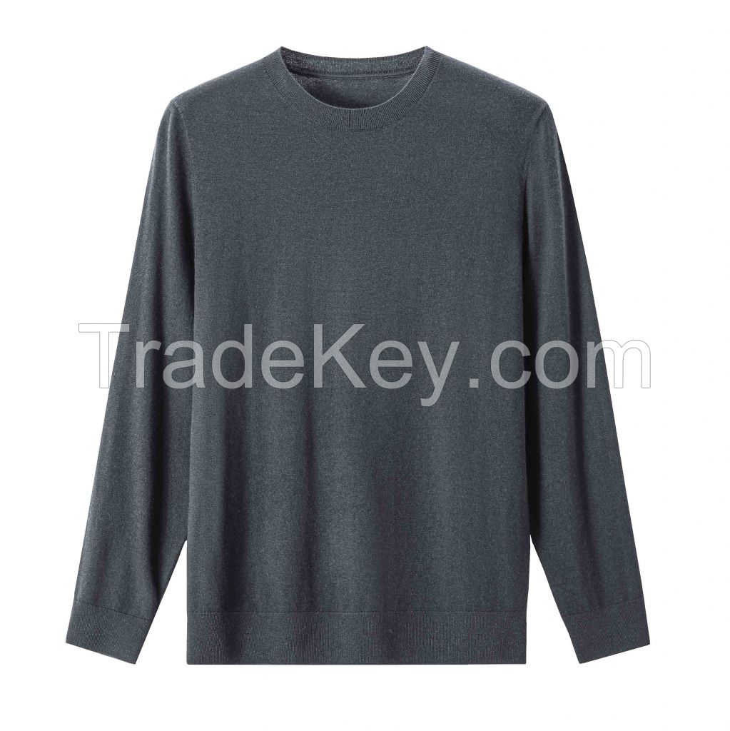 2026 Men's  Sweater Crewneck Solid Color Versatile Top