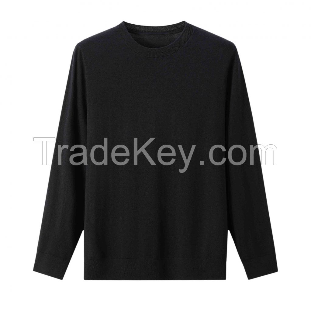 2026 Men's  Sweater Crewneck Solid Color Versatile Top