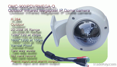 Outdoor Vandal Proof Infrared 5Megapixel IP network PoE Dome Camera