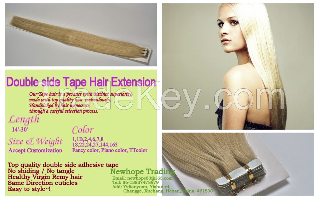 20 inch remy hair blond color tape in hair extenison