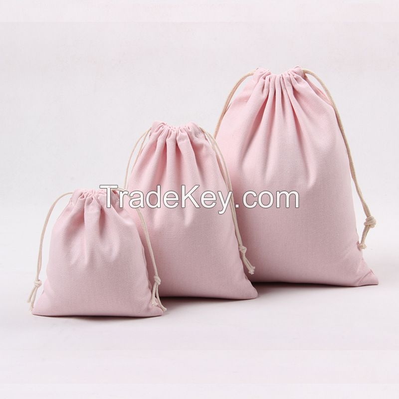 Canvas Storage Bag Natural Color Gift Bag Drawstring Bag Cotton Fabric Pouches