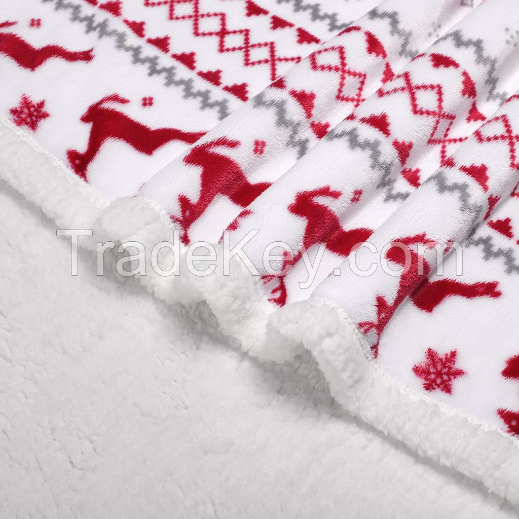 Soft and warm double layer Christmas printing flannel fleece blanket