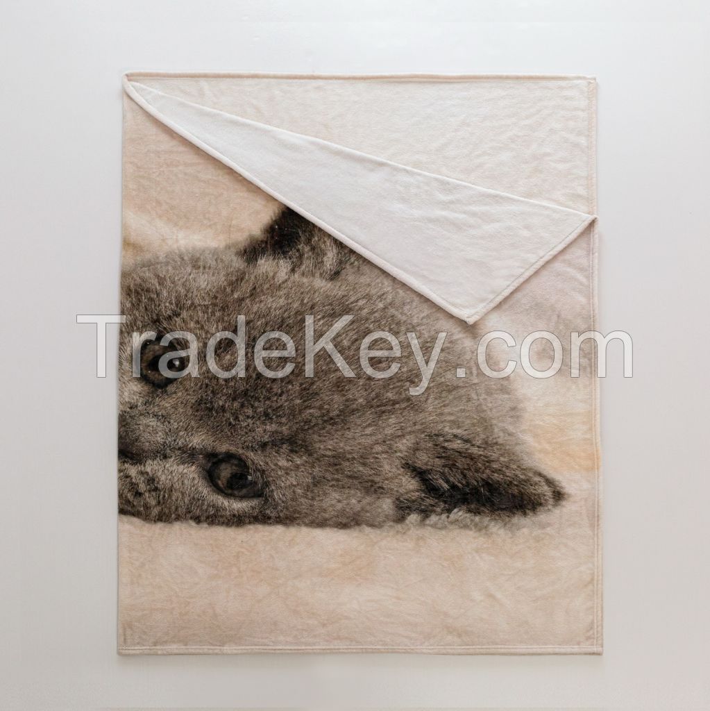 High-definition Digital Print Throw Blanket Customized Cat Pattern