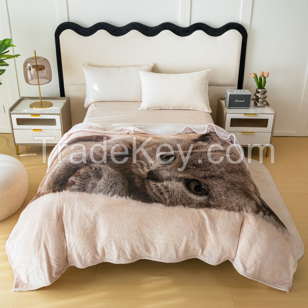 High-definition Digital Print Throw Blanket Customized Cat Pattern
