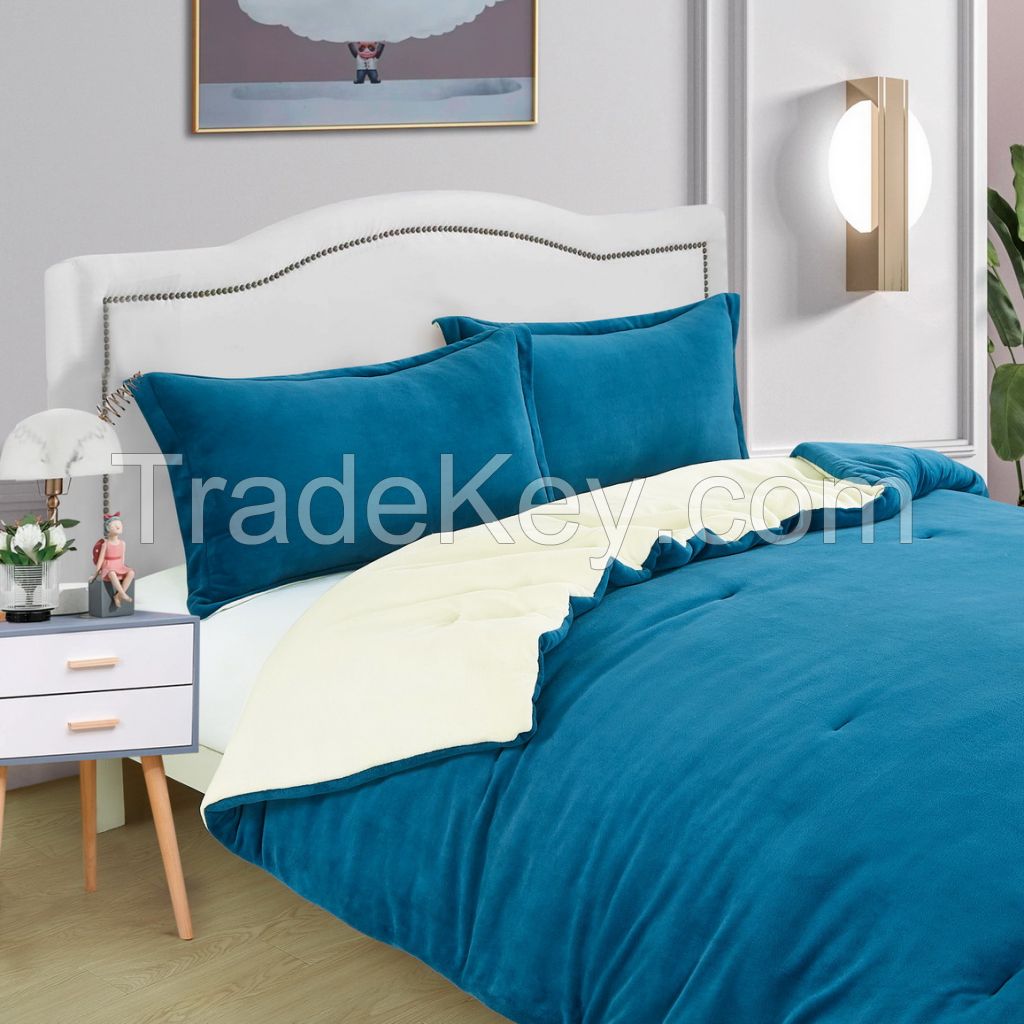 PCS Comforter Set Flannel Fleece Ultra Soft Comforter Set with 2 Pillowcase
