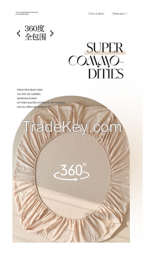 100% Cotton Double Layers Muslin Fitted Sheet Bedding Set For Bedroom