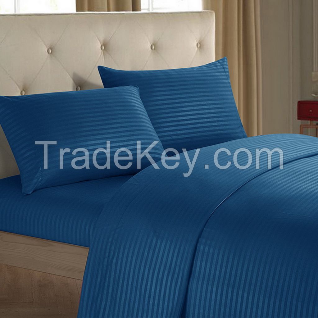 Cheap 100% polyester pressed stripe bedding set duvet cover set for home and hotel