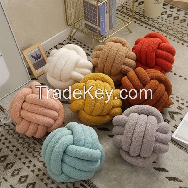 Hand-Woven Home Multi-Color Selection Handmade Throw Pillow Cushion Knot Ball Pillows