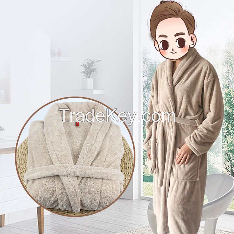 Factory ODM&OEM Customized Women coral fleece Bathrobe Super Soft Cotton Bathrobe for Gift and Hotel women Men bathrobes