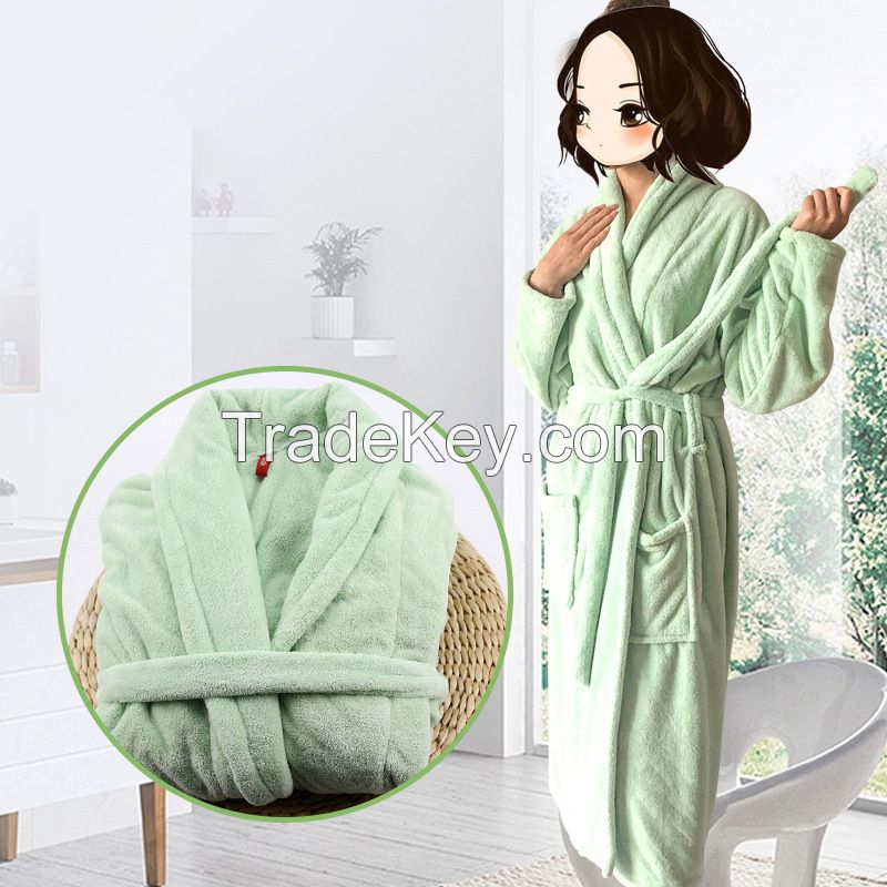 Factory ODM&OEM Customized Women coral fleece Bathrobe Super Soft Cotton Bathrobe for Gift and Hotel women Men bathrobes