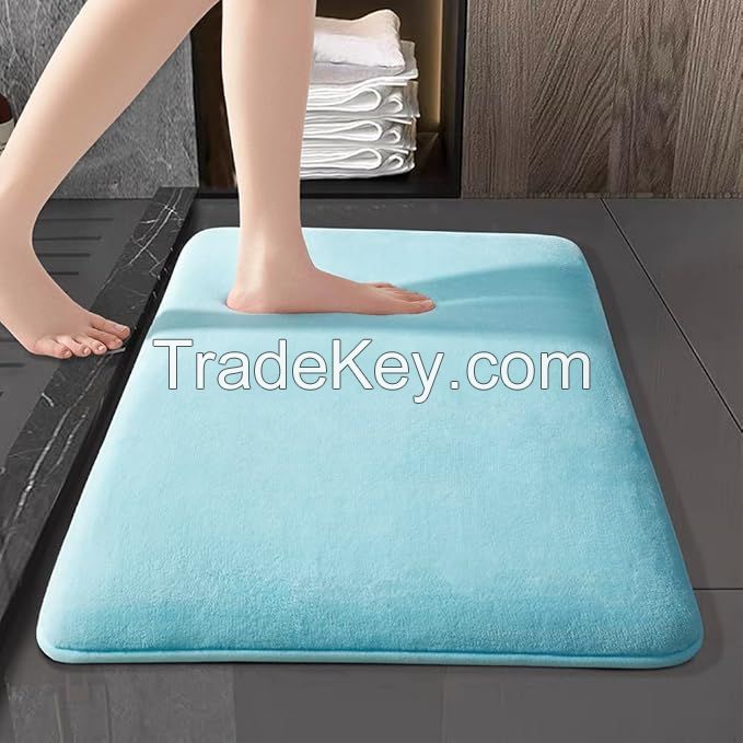 Memory Foam Bathroom Rugs, Soft and Non-Slip Bath Rugs, Machine Washable Bathroom mats, Super Absorbent Velvet Bath Mats