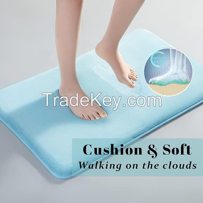 Memory Foam Bathroom Rugs, Soft and Non-Slip Bath Rugs, Machine Washable Bathroom mats, Super Absorbent Velvet Bath Mats