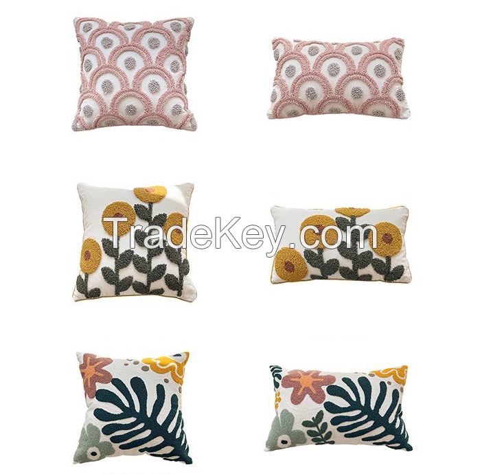 Boho Pillow Covers 18X18 Inch Boho Tufted Throw Pillow Covers Decorative Tassels Cushion Cover Farmhouse Pillow Case for Couch Sofa Bed