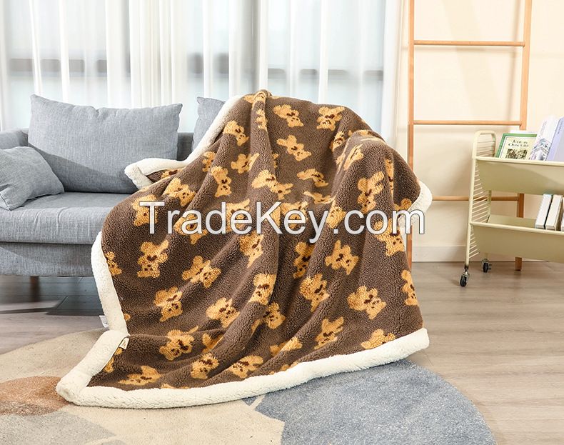 Cashmere Blankets Wholesale Custom Soft Baby Double Warm Blanket Cute Cartoon Portable Back Comfortable Baby Blanket