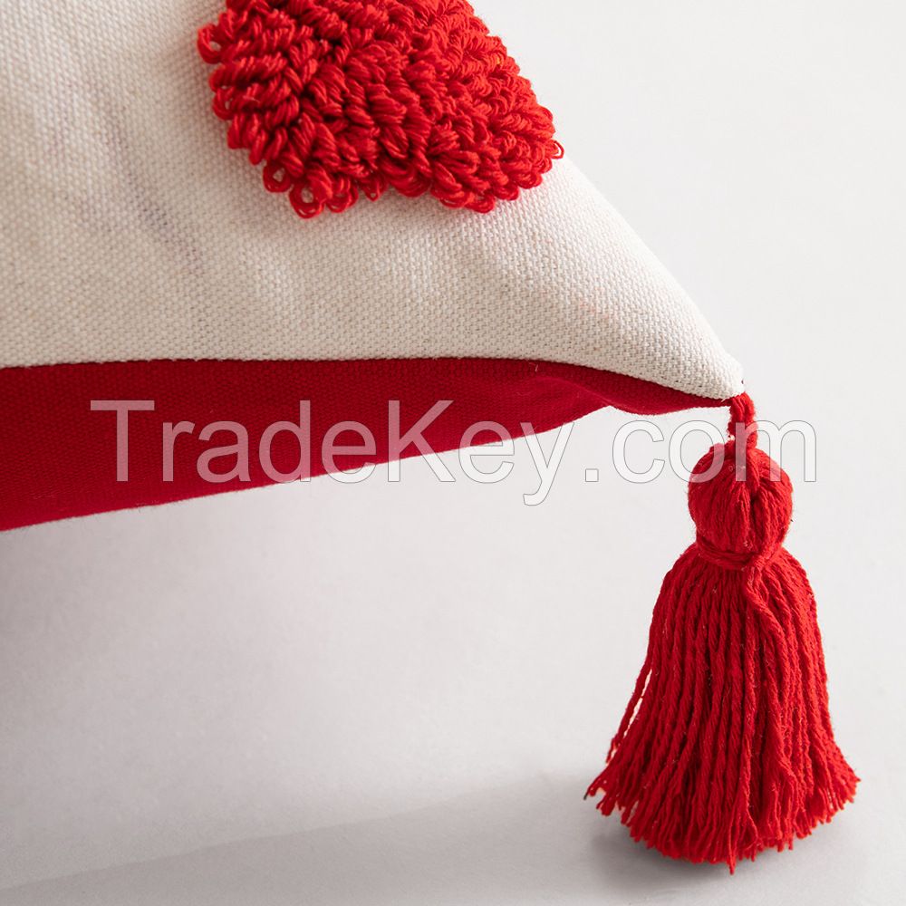 Customizable 18"x18" Tufted Heart Square Cushion Cover Innermor Decorative Pillow Case with Tassel for Home Decor