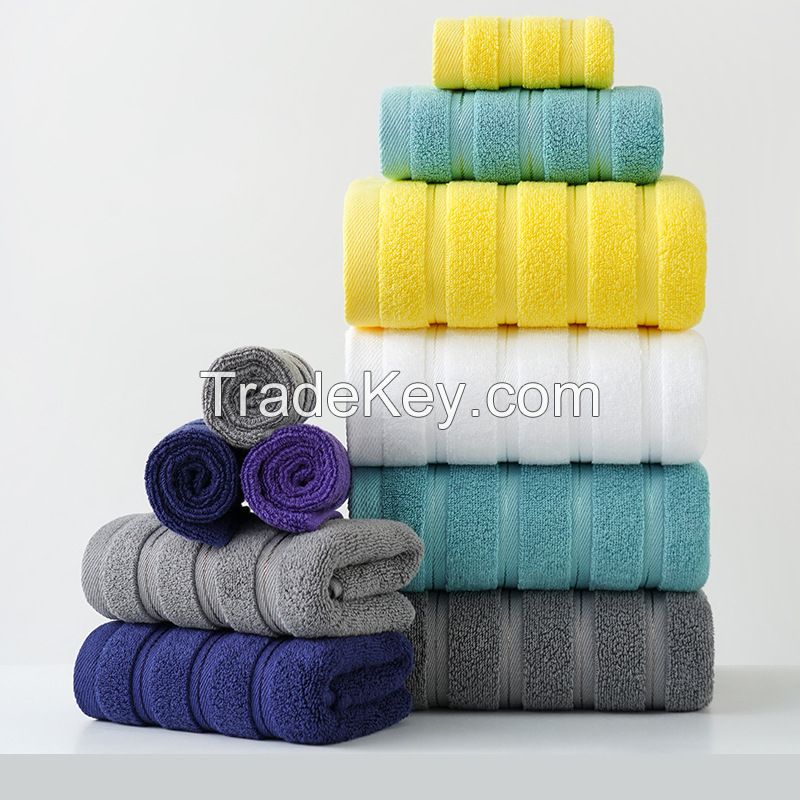 100% Cotton Solid Color Bath Towel Set Custom Logo/Color/Size  Super Absorbent Bath towels