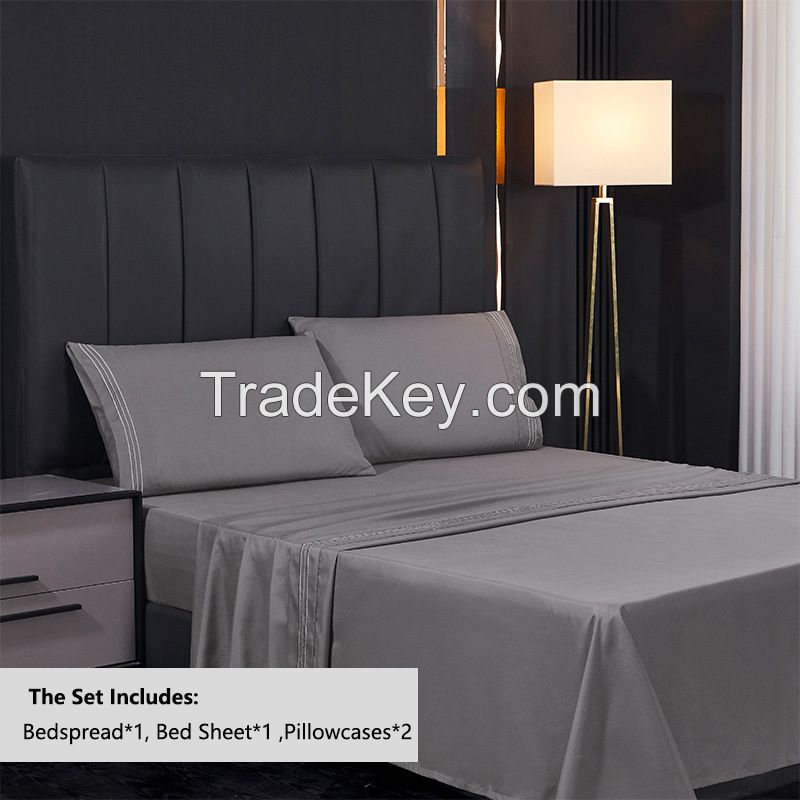 Queen Size 4 Piece Sheet Set Comfy Breathable & Cooling Bed Sheets Set Hotel Luxury Bedding Soft and Wrinkle Free Bed Sheets