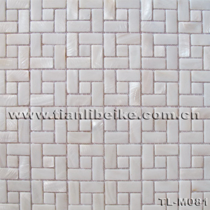 Pure white freshwater shell mosaic