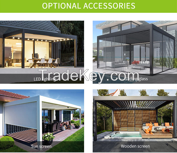 3x3 3x4 4x4 6x4m Factory Wholesale Modern Outdoor Bioclimatic Garden Aluminium Louvered Pergola