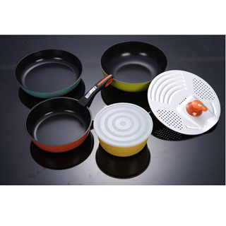 non-stick aluminum cookware set with detachable handle