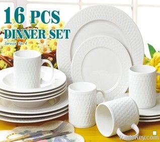 16pcs embossed dinner set