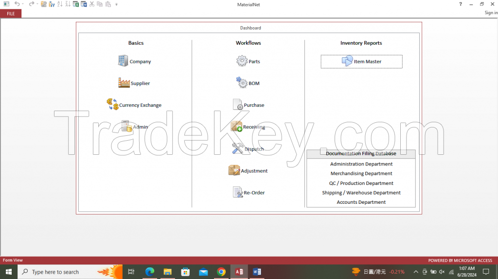 MaterialNet - material inventory software