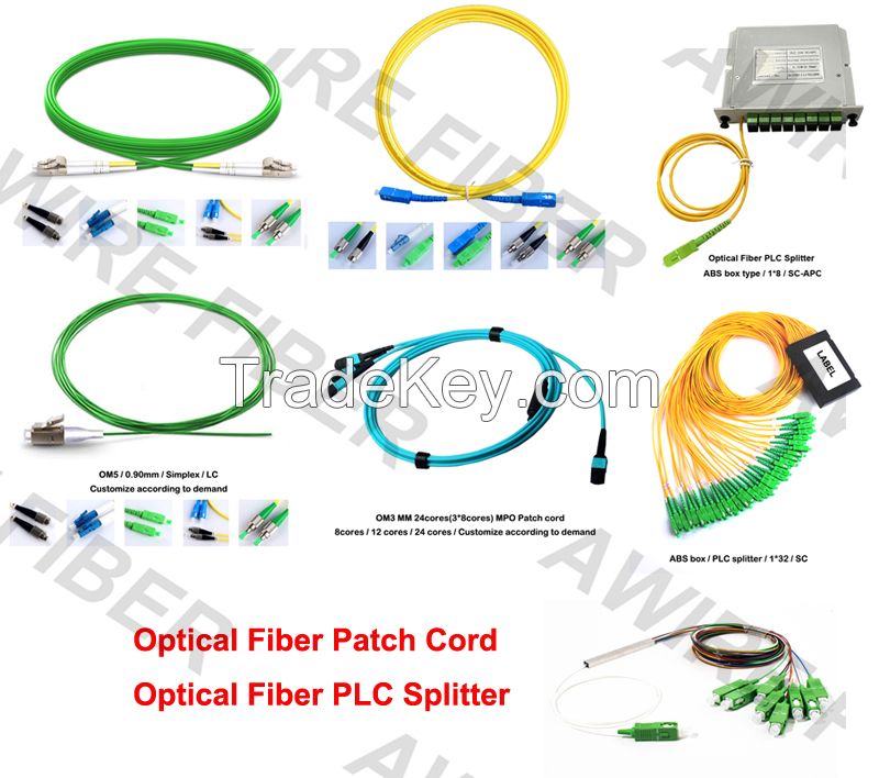 Awire Fiber Optic cable patch cord fiber pigtail PLC splitter SM SC to SC connector for FTTH