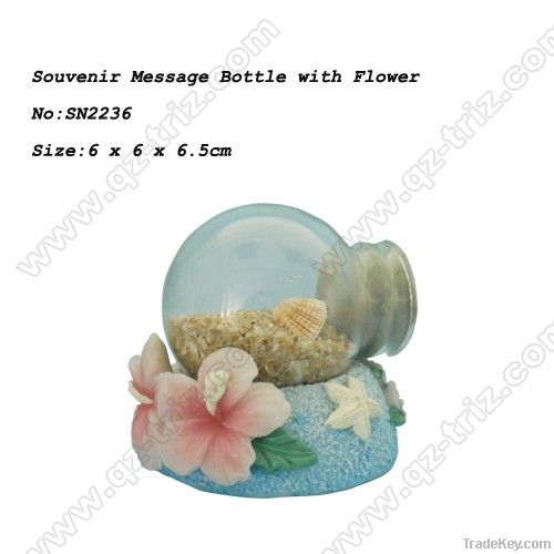 Souvenir Message Bottle with Flower