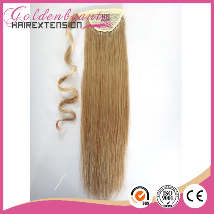 100% Indian remy wrap around human hair ponytail hair extension