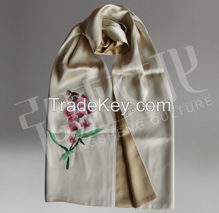 Embroidered Silk Scarf