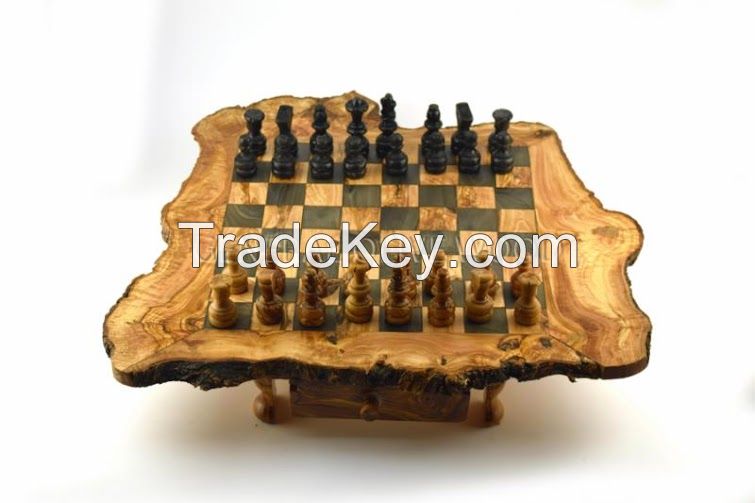 olive wood chess board game