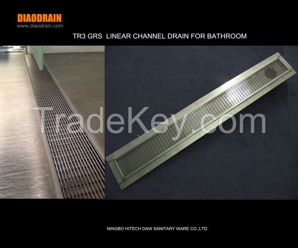 Floor channel drain with anti-smell siphon for washroom