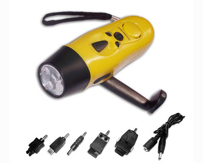 Dynamo LED torch with charger&amp;alarm