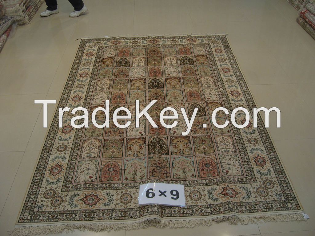 handmade silk untique persian carpet