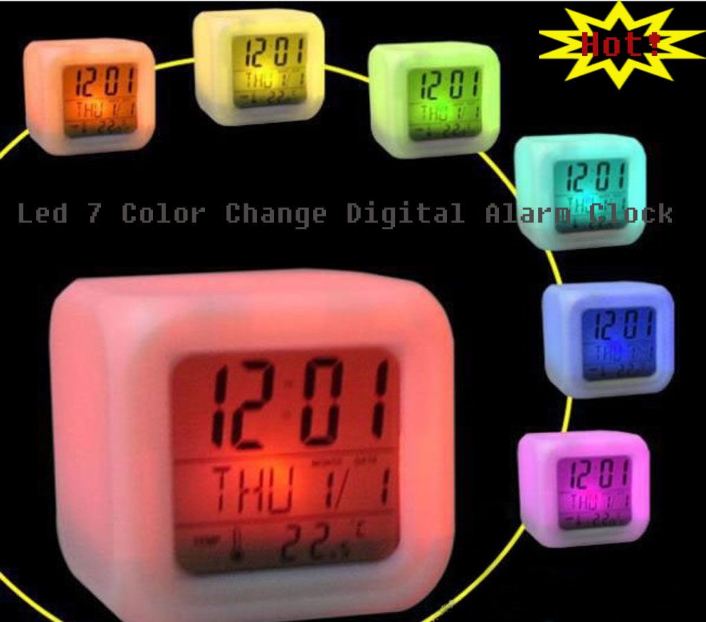 Desktop LED Digital Alarm Clock with 7 Glowing Color Change