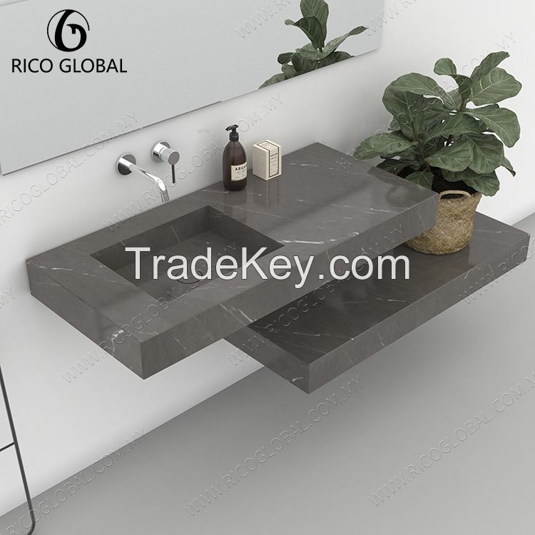 Durable Natural Stone Splicing Wall-Mounted Basin with Waterproof Finish